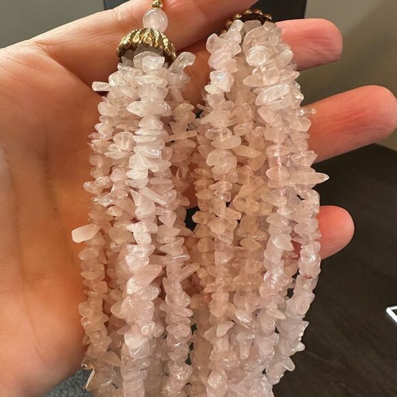 Lee Sands signed, solid, multi-strand rose quartz chip necklace! - Picture 6 of 11